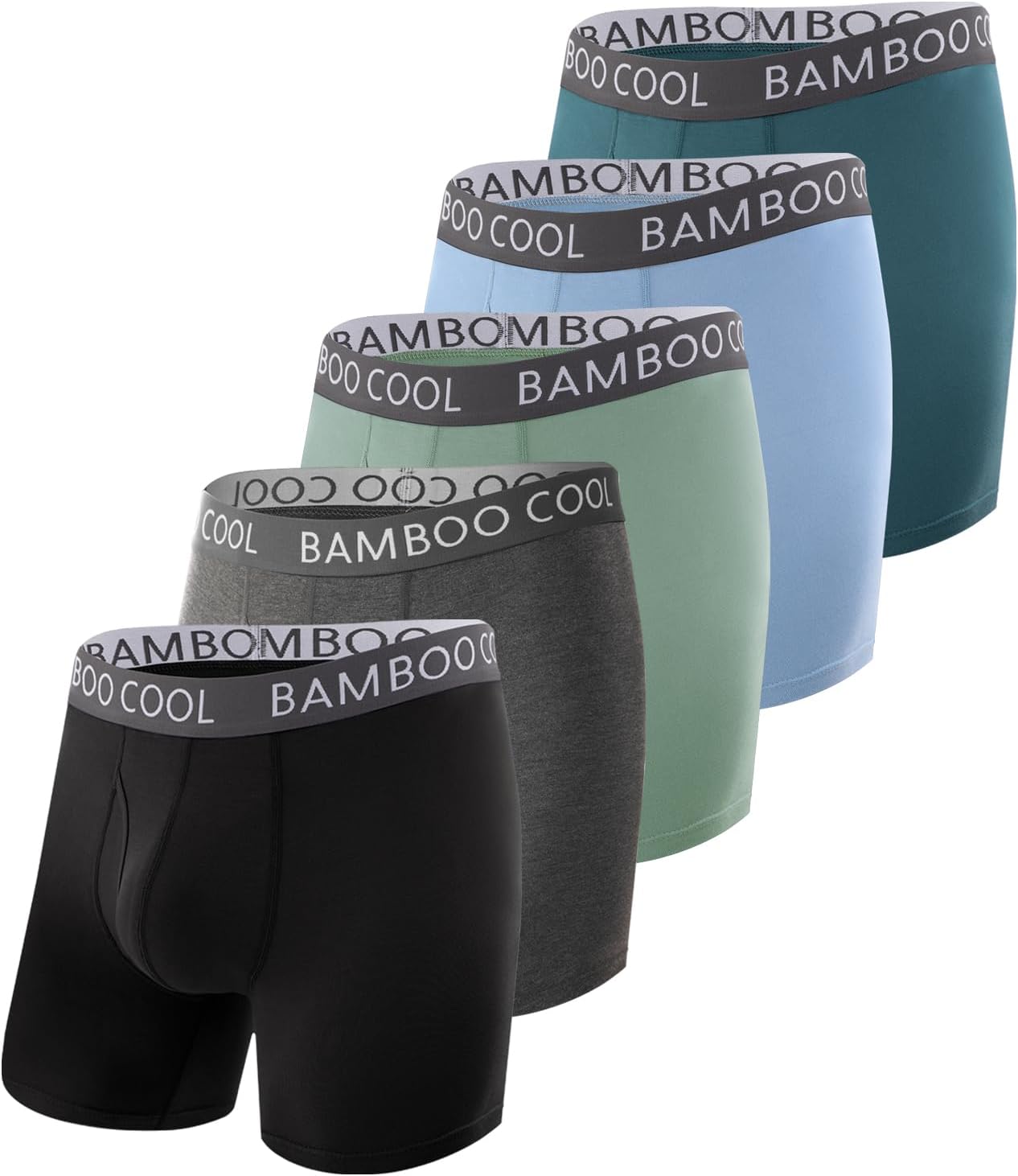 BAMBOO COOL Men's Ultra ComfortSoft Underwear, Moisture Wicking & Breathable No Ride Up Boxer Briefs with Fly, Multipack
