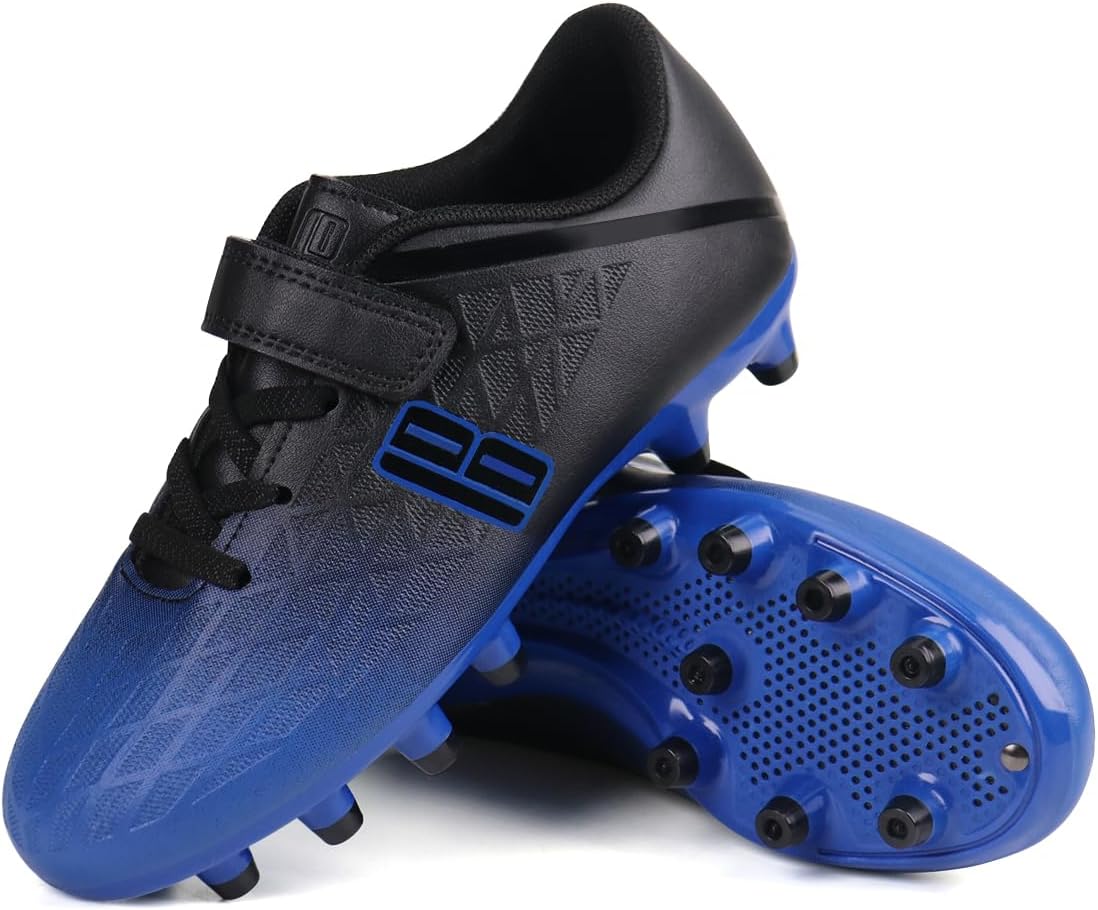 brooman Kids Firm Ground Soccer Cleats Boys Girls Athletic Outdoor Football Shoes