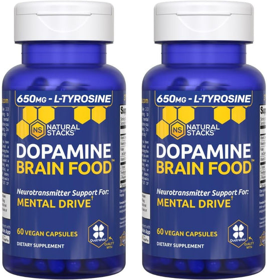 Dopamine Brain Food - 650mg L-Tyrosine Supplement - Dopamine Supplement for Focus & Mental Drive - Supports Mental Energy - Neurotransmitter Support with B Vitamins - 120 Capsules