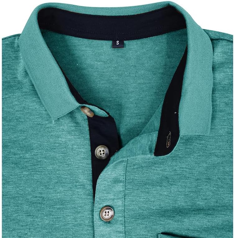 Men's Casual Polo Shirts Classic Button Basic Short Sleeve Shirt Solid Color Cotton Tees Golf Stylish Tops