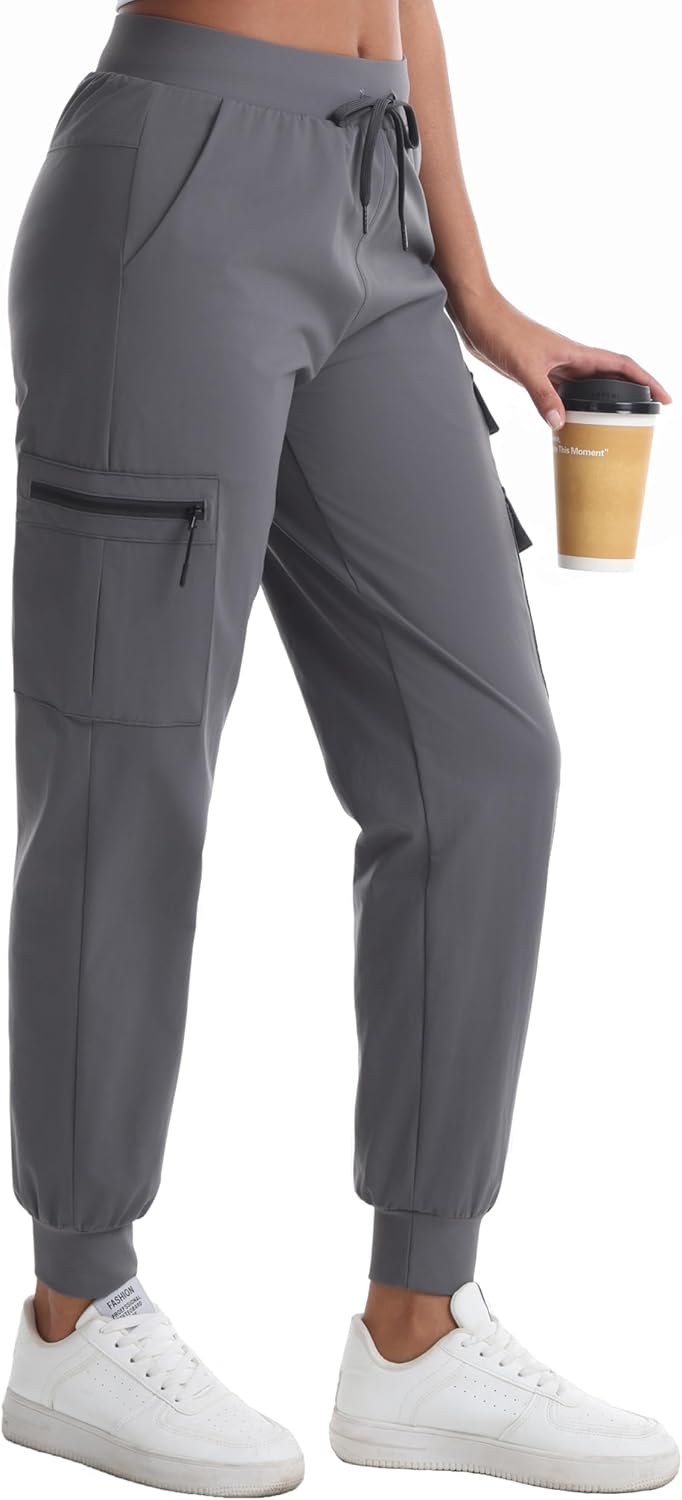 Women's Hiking Pants with Pockets - Travel Lounge Outdoor Quick Drying Lightweight Water Resistant Joggers