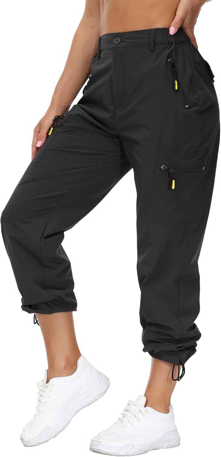 VVK Women's Hiking Cargo Pants Lightweight Quick Dry Outdoor Athletic Pants Camping Climbing Golf Zipper Pockets