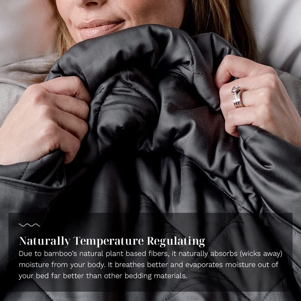 LUXOME Lightweight Blanket | 100% Rayon (Viscose) from Bamboo Fabric & Fill | King/Cal King - 98"x92" | Thermal-Regulating | Charcoal