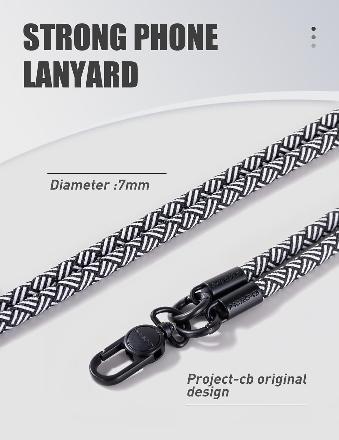 project-cb Phone Wrist Strap 1,Tether Tab 2,Phone Wristlet,Lanyard Wrist Strap,Key Holder,KeyChain,KeyRing×2(White-Black)