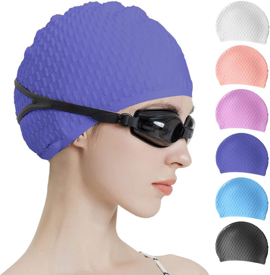Tripsky Silicone Swim Cap,Comfortable Bathing Cap Ideal for Curly Short Medium Long Hair, Swimming Cap for Women and Men, Shower Caps Keep Hairstyle Unchanged…
