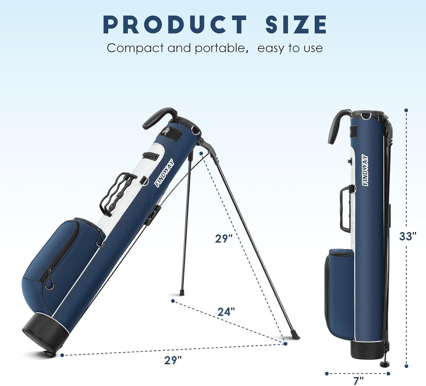 Findway Golf Stand Bag, Par 3 Golf Bag Pitch n Putt Small Golf Bag with Ball Holder and Cooler Bag, Lightweight Golf Carry Bag for Men Women