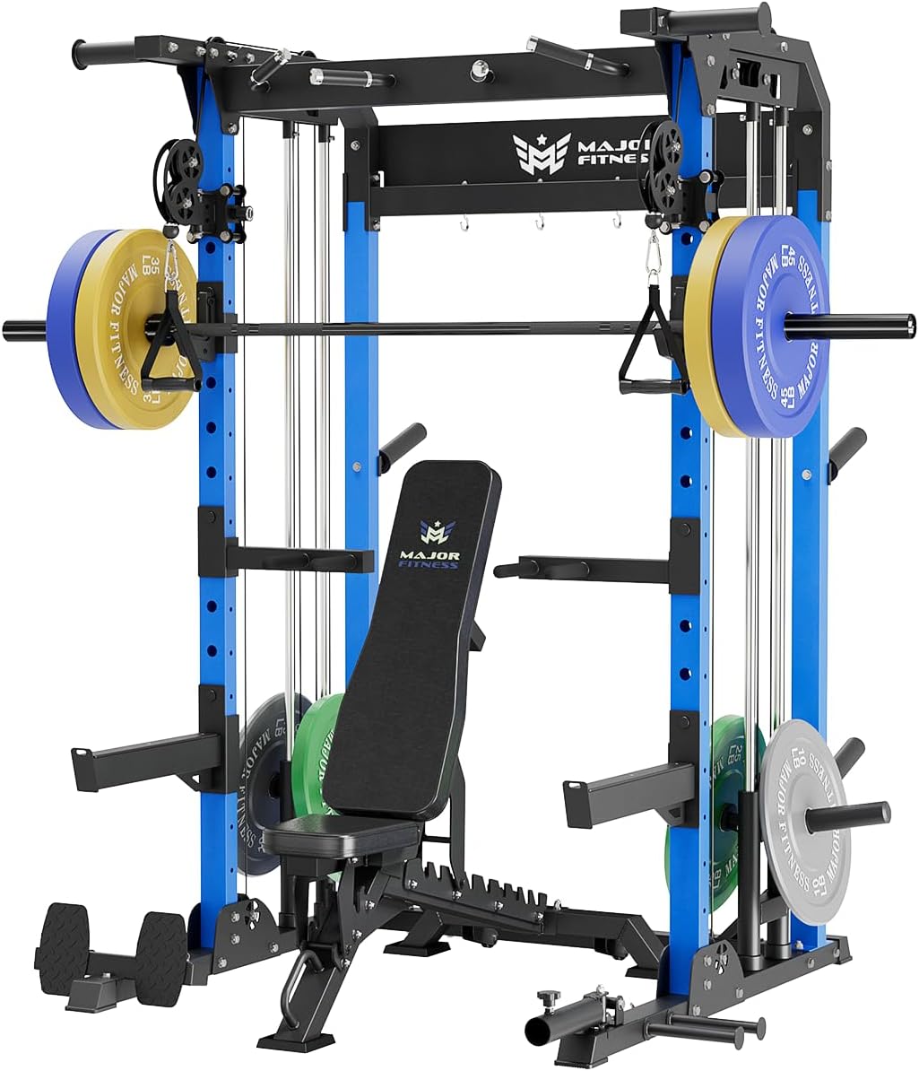 MAJOR FITNESS F22 Multi-Functional Power Rack—1600lbs Capacity All-in-One Squat Rack with Dual Pulley System for Home Gym Strength Training