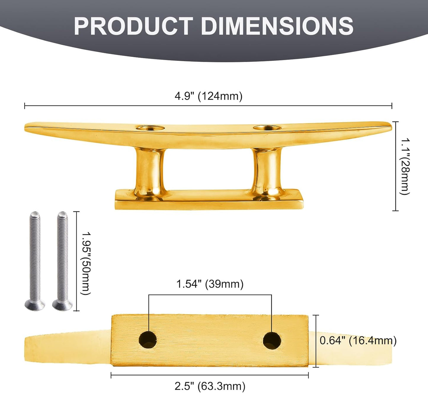 Boat Dock Cleat, 316 Marine Grade Stainless Steel Open Base Cleats with Hardware, Heavy Duty Mooring Accessories for Yacht Kayak Jetski (2-Pack)