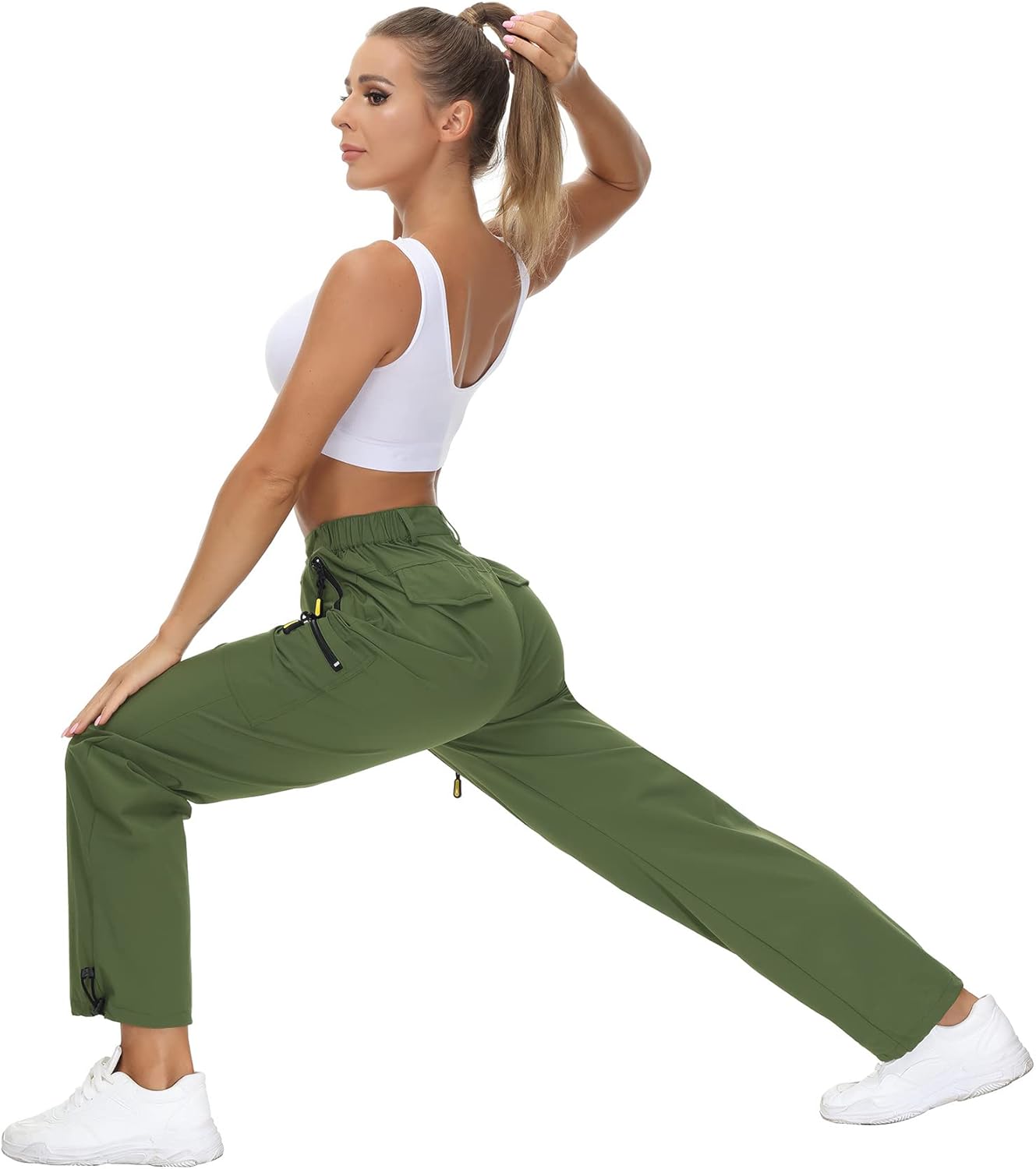 VVK Women's Hiking Cargo Pants Lightweight Quick Dry Outdoor Athletic Pants Camping Climbing Golf Zipper Pockets