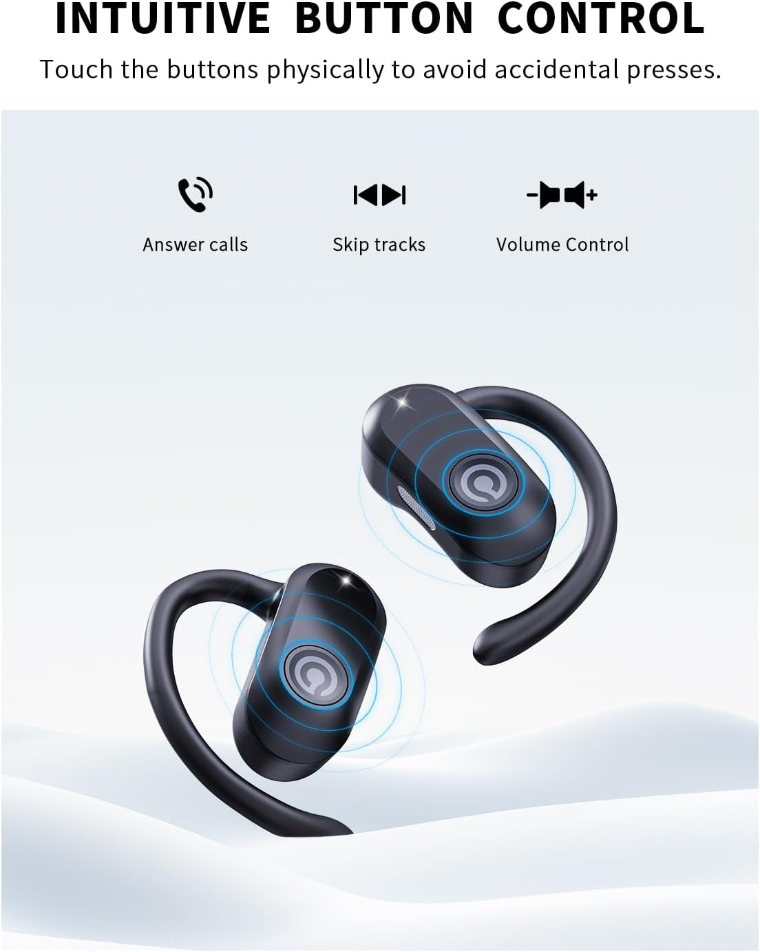 CXK Open Ear Headphones, Bluetooth 5.4 True Wireless Earbuds Bone Conduction Headphones with 60Hrs Stereo Sound, 0.27oz Lightweight Design Open Earbuds with Mic, IPX6 Waterproof Fit Running, Black