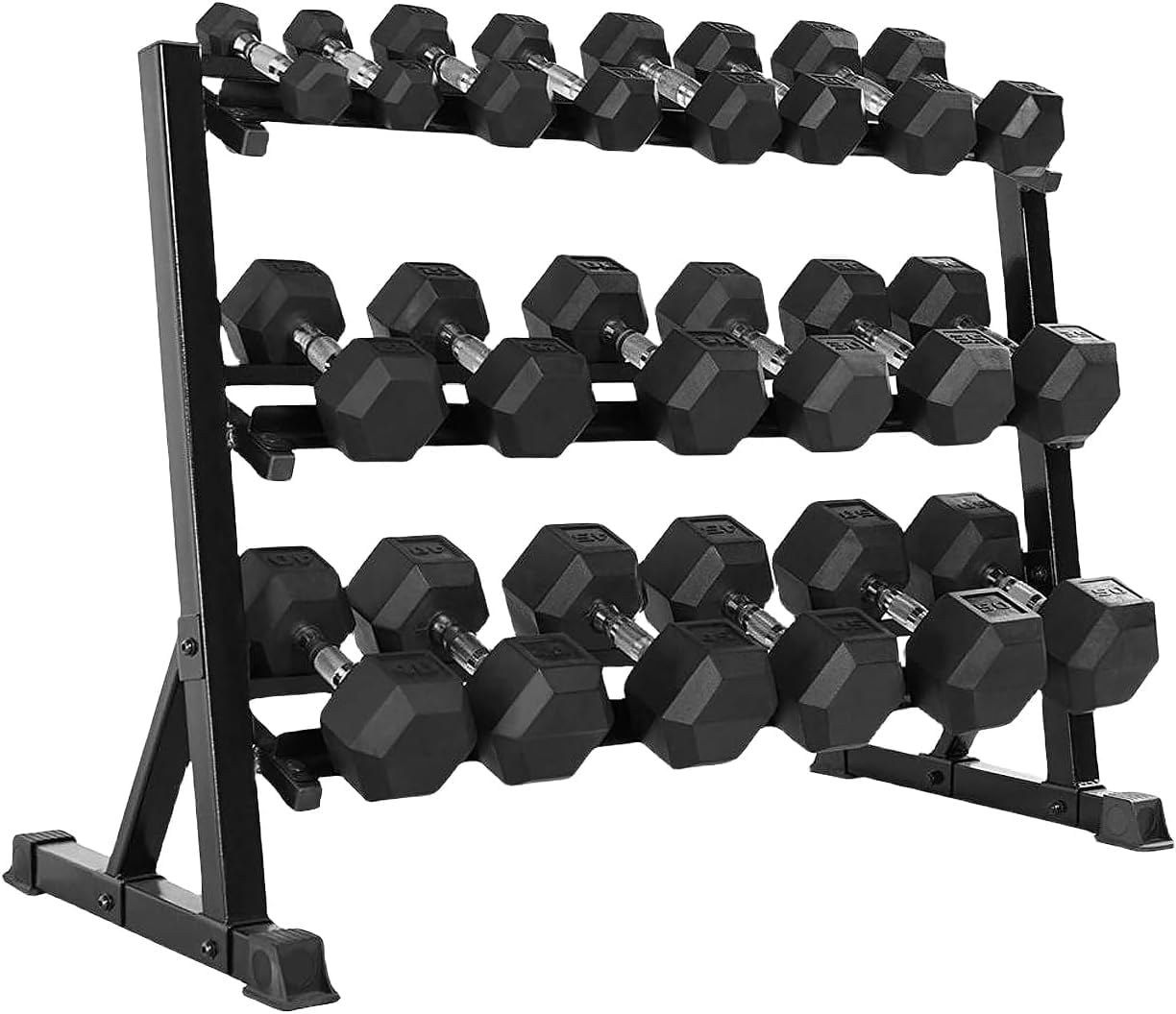 Rubber Hex Dumbbell Set with Rack - Multiple Free Weight for Home Gym, 350/450/550lbs Exercise Equipment for Strength, Multiple Options Dumbbells with Storage for Home Gym Exercise Fitness Equipment