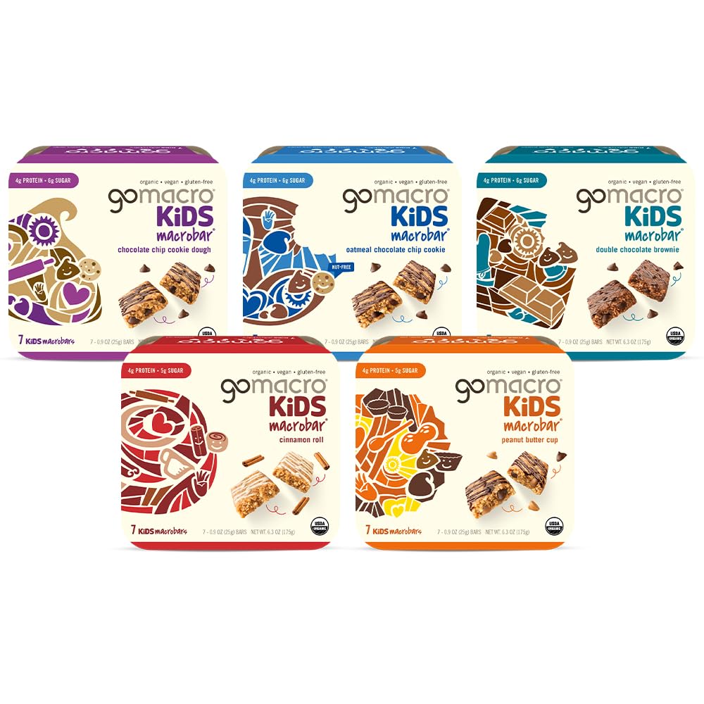 GoMacro Kids MacroBar – 5 Flavor Assortment - (0.90 Ounce Bars, 28 Count)