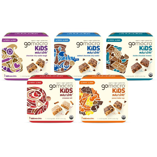GoMacro Kids MacroBar – 5 Flavor Assortment - (0.90 Ounce Bars, 28 Count)