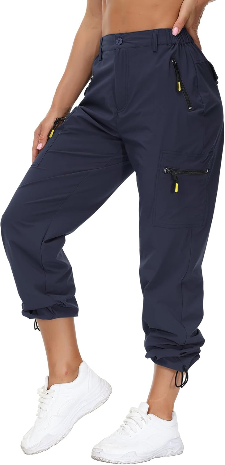VVK Women's Hiking Cargo Pants Lightweight Quick Dry Outdoor Athletic Pants Camping Climbing Golf Zipper Pockets