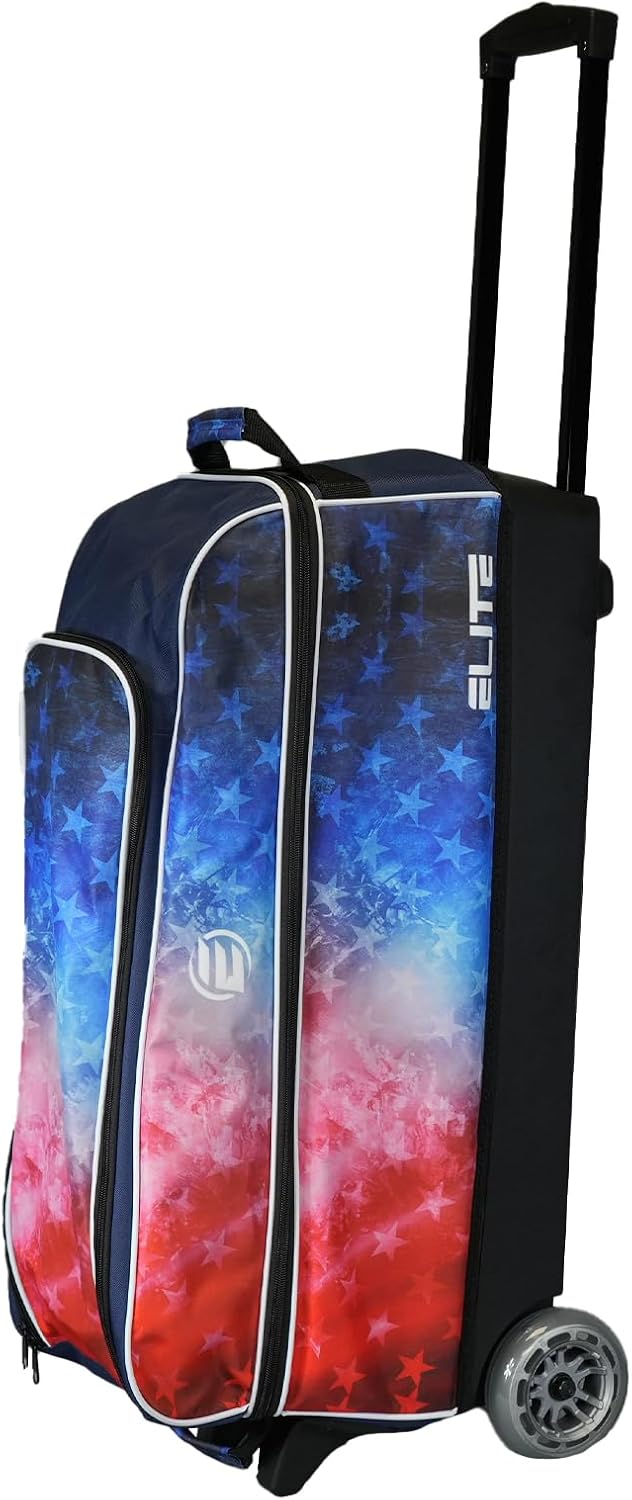ELITE Basic Triple Roller Black Bowling Bag - 3 Ball Roller, Fits 2 Pairs of Size 15 Shoes, Air Travel-Friendly