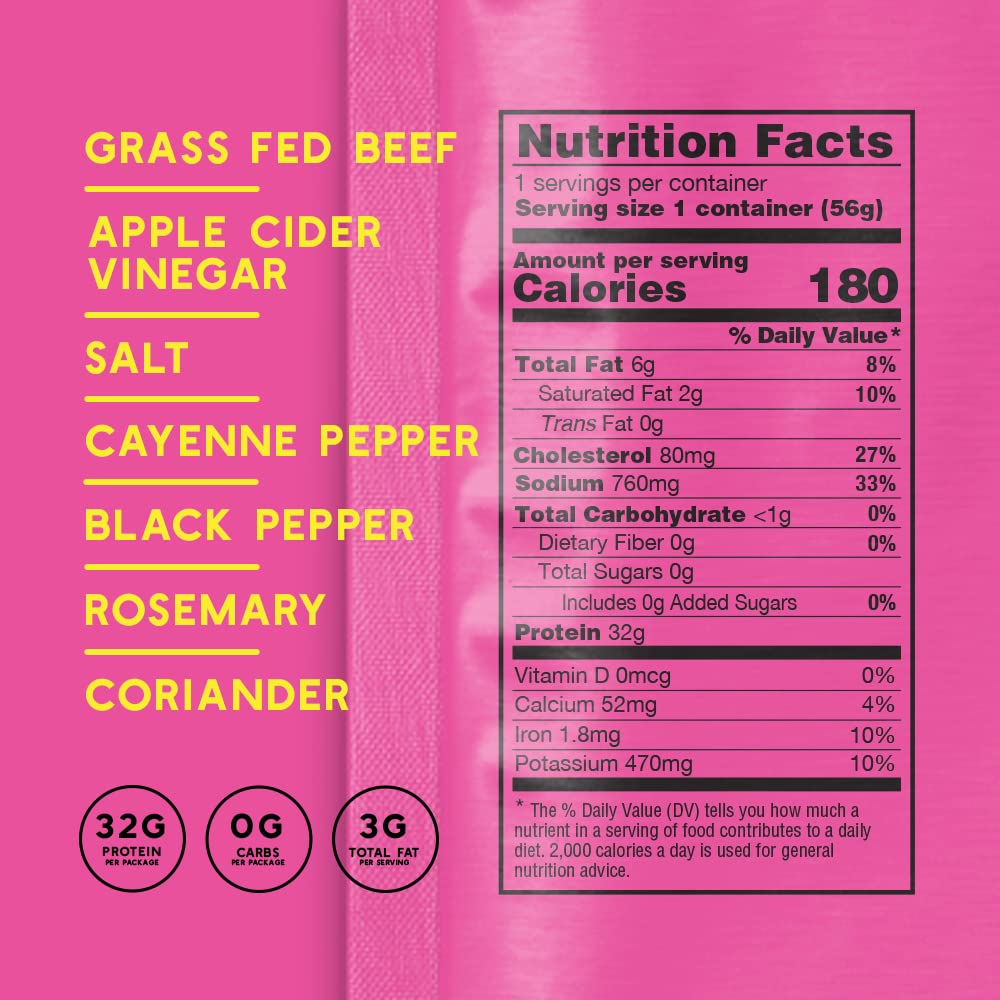 Brooklyn Biltong Air Dried Grass Fed Beef Snack, South African Beef Jerky (2 oz, Pack of 8) - Whole30 Approved, Paleo, Keto, Gluten Free, Sugar Free, Made in USA - (Peri Peri)