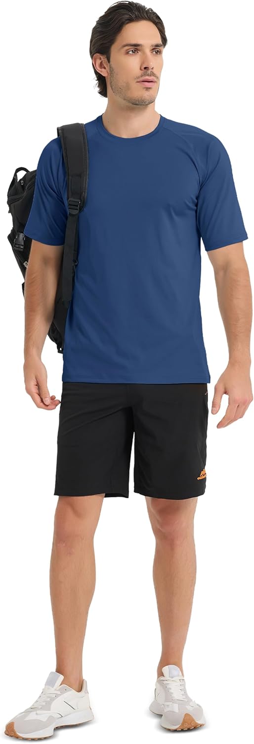 MAGCOMSEN Men's Short Sleeve UPF 50+ Sun Protection Shirts Quick Dry Athletic T-Shirt Hiking Running Swimming Rash Guard