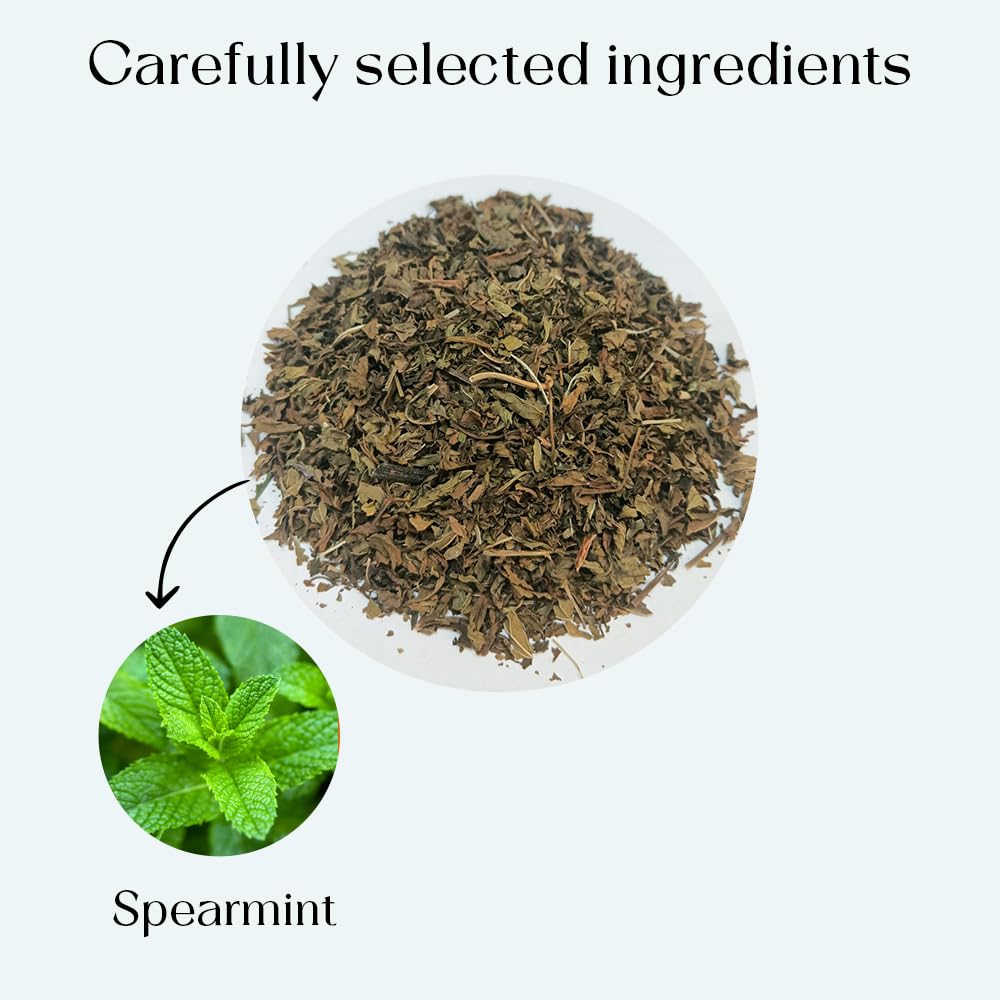 Spearmint Tea Bags 50 Count Herbal Tea Bags PCOS RELIEF Balances Hormones Support Digestion Refreshing Aromatic and Minty Gluten Free Caffeine Free Tea 100% Pure Spearmint leaves Pyramid Tea bags