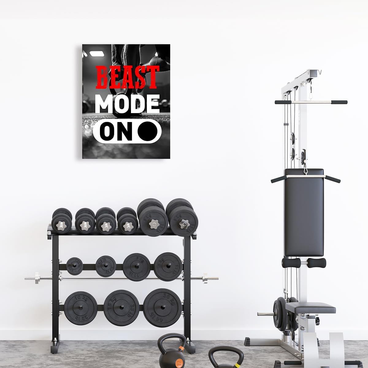 Inspirational Gym Wall Decor,Fitness Quotes Wall Art,Beast Mode on Canvas Wall Decor for Home Gym