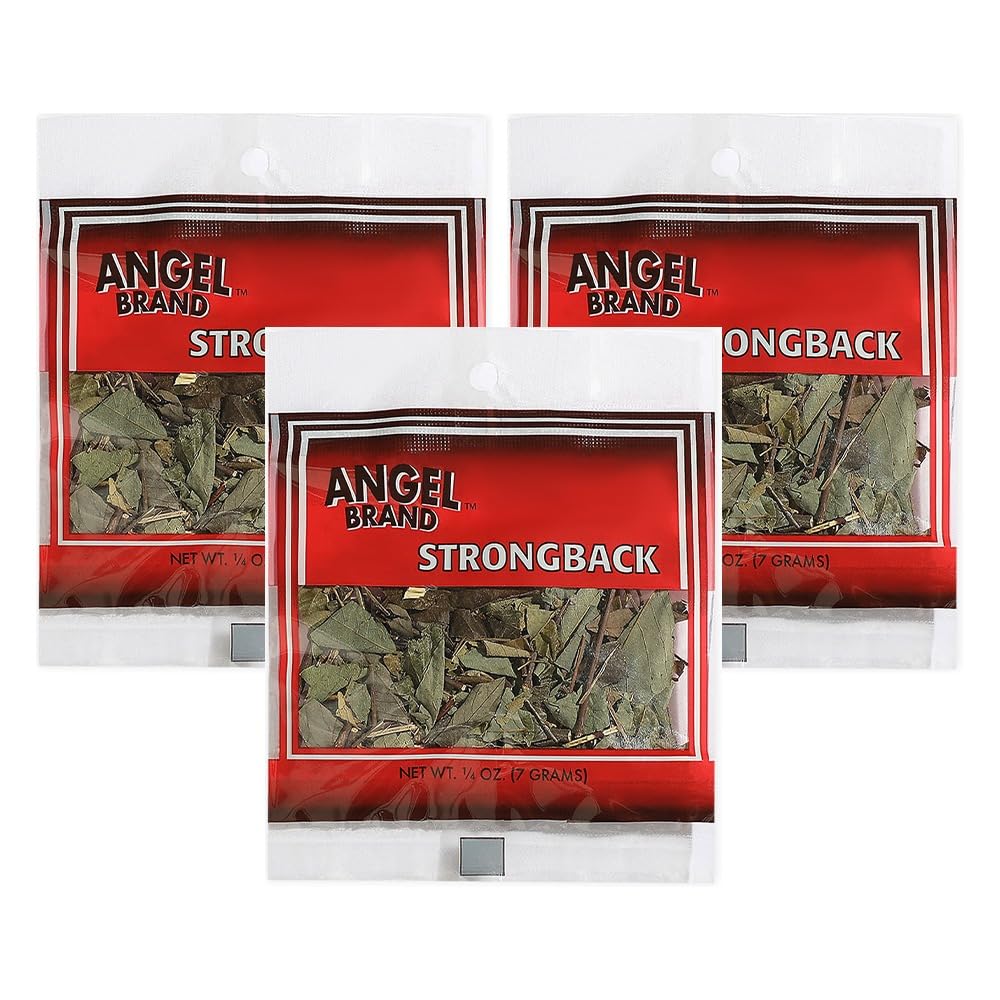Angel Brand Jamaican Strongback Herb 0.25 oz Pouch Pack of 3 - Sourced from Fertile Land of Jamaica- Strongback Earthy,Woody & Bitter Flavor - Provide Comfort to your Back