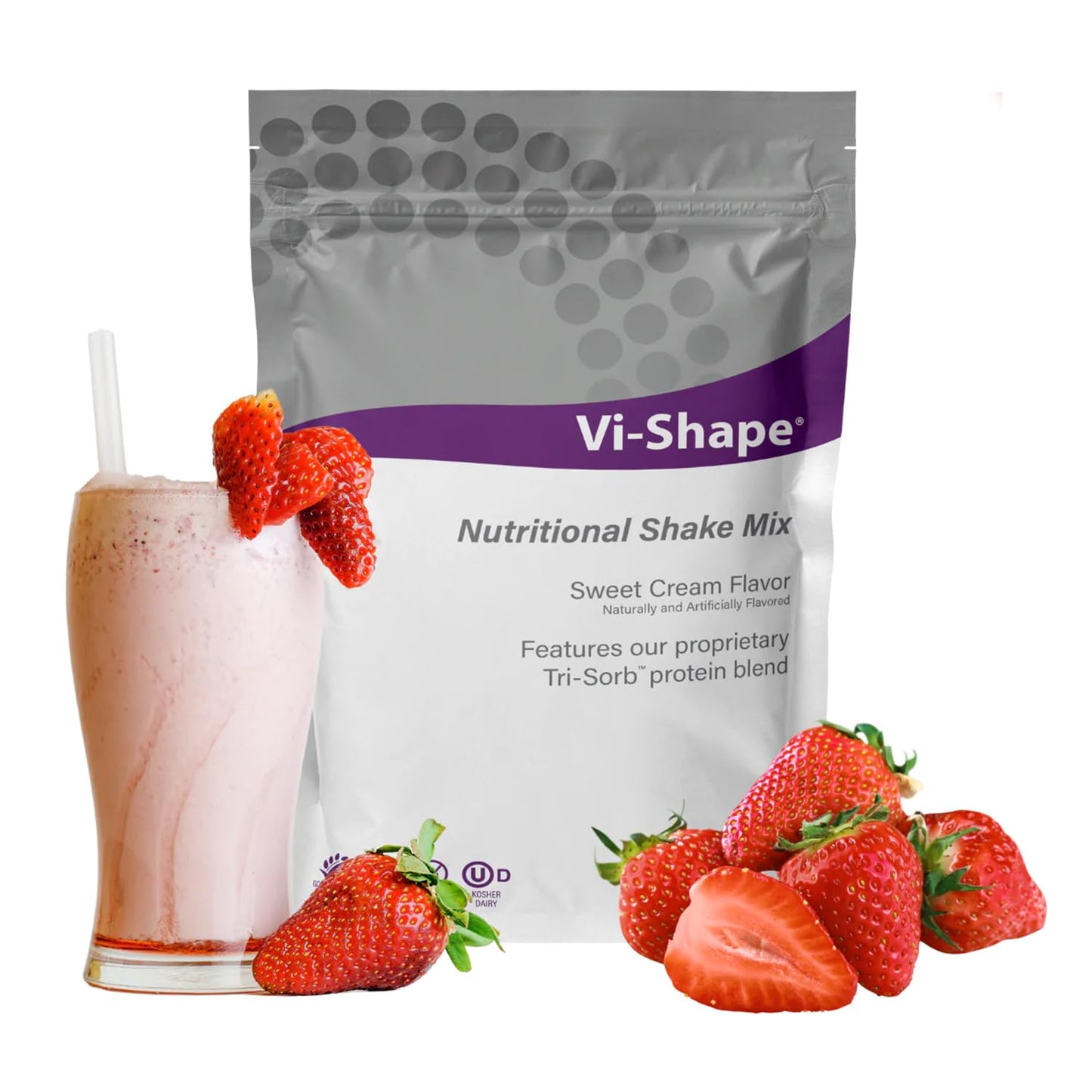 Strawberry + Vi-Shape - 1 Shake Pouch (24 Servings) + 1 Box Strawberry Mix-In (15 Servings) Delicious Strawberry Shake and Mix-In