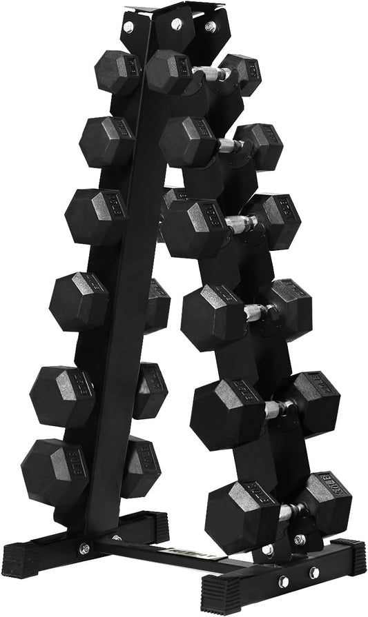 RITFIT 300/350/450/650/180/200/210 LB Rubber Hex Dumbbells Set with Optional Dumbbell Rack, Multi Weight Set to Choose, Ideal for Home Gym and Fitness