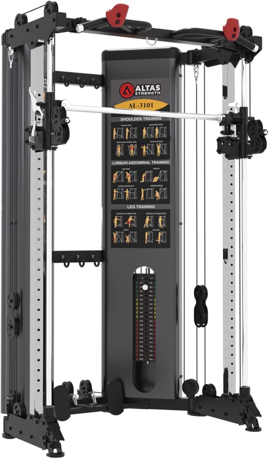 Altas Strength Folding Home Gym Smith Machine with Pulley System Gym Squat Rack Weight Bar Upper Body Strength Training Leg Developer Commercial Fitness Equipment Included Accessories 3101