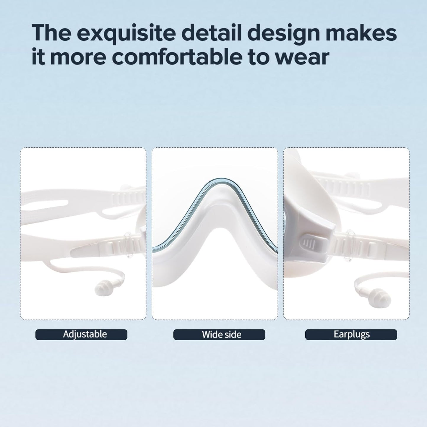 Adult Swimming Goggles,Leak-Proof,Anti-Fog Pool Glasses,Wide View Swim Goggles with Ear Plugs and Nose Clip