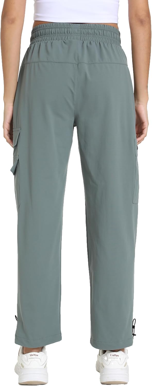 Women's Lightweight Hiking Joggers with Pockets - Water Resistant Cargo Pants for Outdoor Workouts Camping