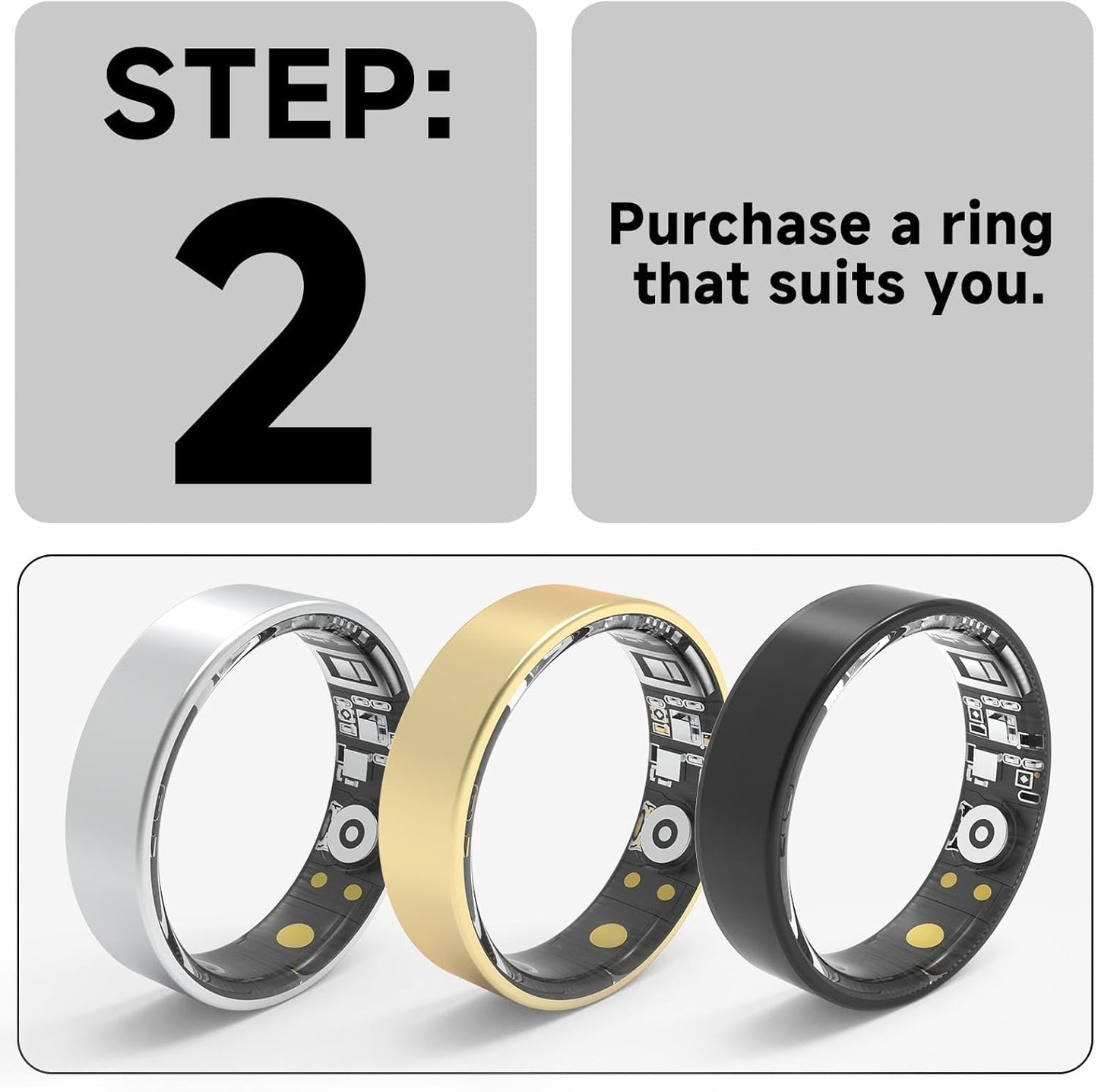 MUMU Smart Ring Sizing Kit for Women Men,Fitness Tracker Ring for Sport Monitoring,Choose Sizes 7 to 13,No Subscription Fee, IP68 Waterproof Smart Ring for iPhone & Android(Only Sizing Kit)