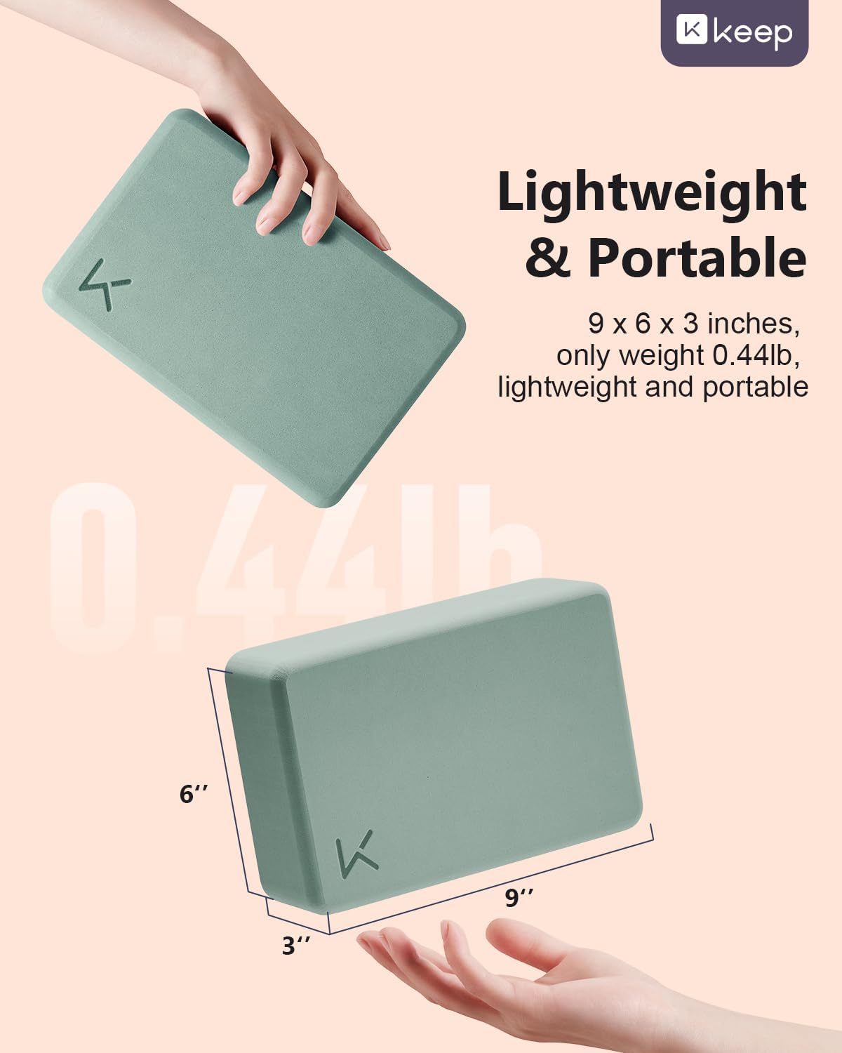 KEEP Yoga Block, High-Density EVA Foam 2 Pack Yoga Block with Non-Slip Textured Surface, Supportive, Lightweight - Ideal for Yoga, Pilates, and Stretching Exercises