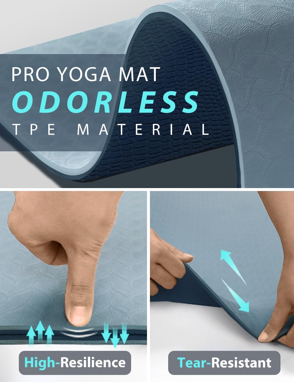 Yoga Mat Double-Sided Non Slip, 72'' x 32'' x 7mm - Extra Wide & Thick Yoga Mat for Women Men Kids, Professional TPE Yoga Mats for Home Workout, Yoga, Pilates and Floor Exercise, with Carrier Strap