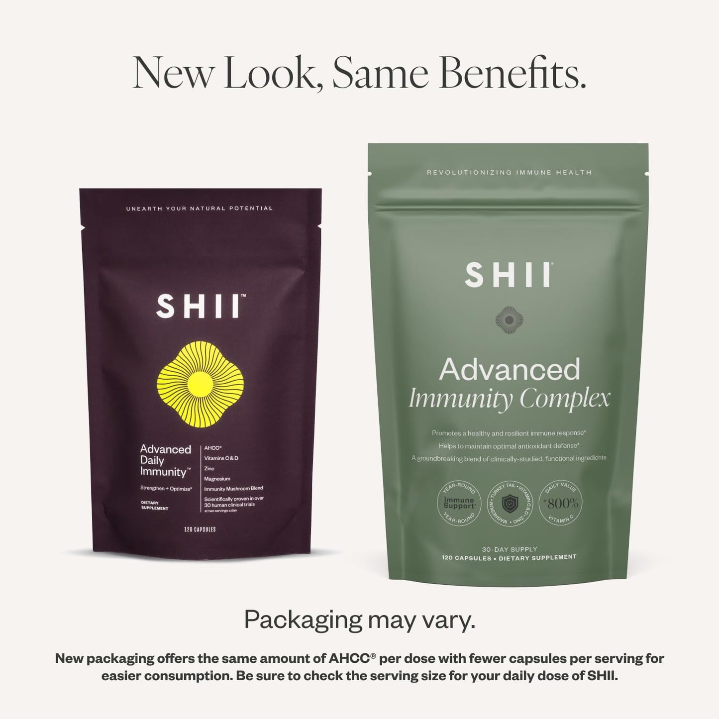 SHII Advanced Daily Immune Support Supplement, 500mg AHCC per Serving, AHCC Supplement with Vitamin D3, Vitamin C, and Zinc, Vegan, Gluten Free, Sugar Free, 120 Mushroom Capsules