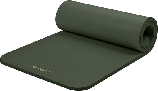 Retrospec Solana Yoga Mat 1" Thick With Nylon Carry Strap for Men & Women - Non Slip Exercise Mat for Home Yoga, Pilates, Stretching, Floor & Fitness Workouts