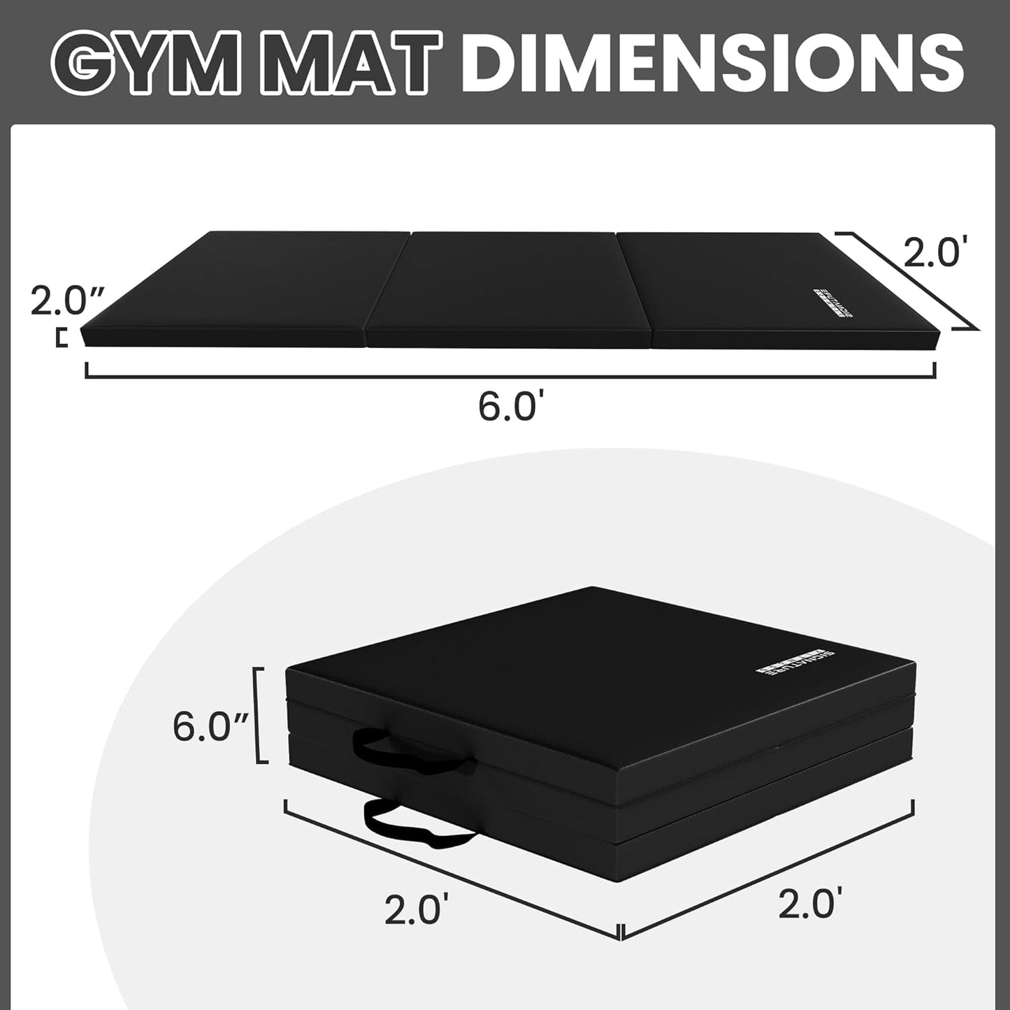 Folding Exercise Gymnastics Mat, 2" Thick Gym Workout Mat with Carrying Handles High-Density Anti-Tear Portable Fitness Aerobics Mats for Home Gym Yoga Pilates Tumbling MMA Core Training