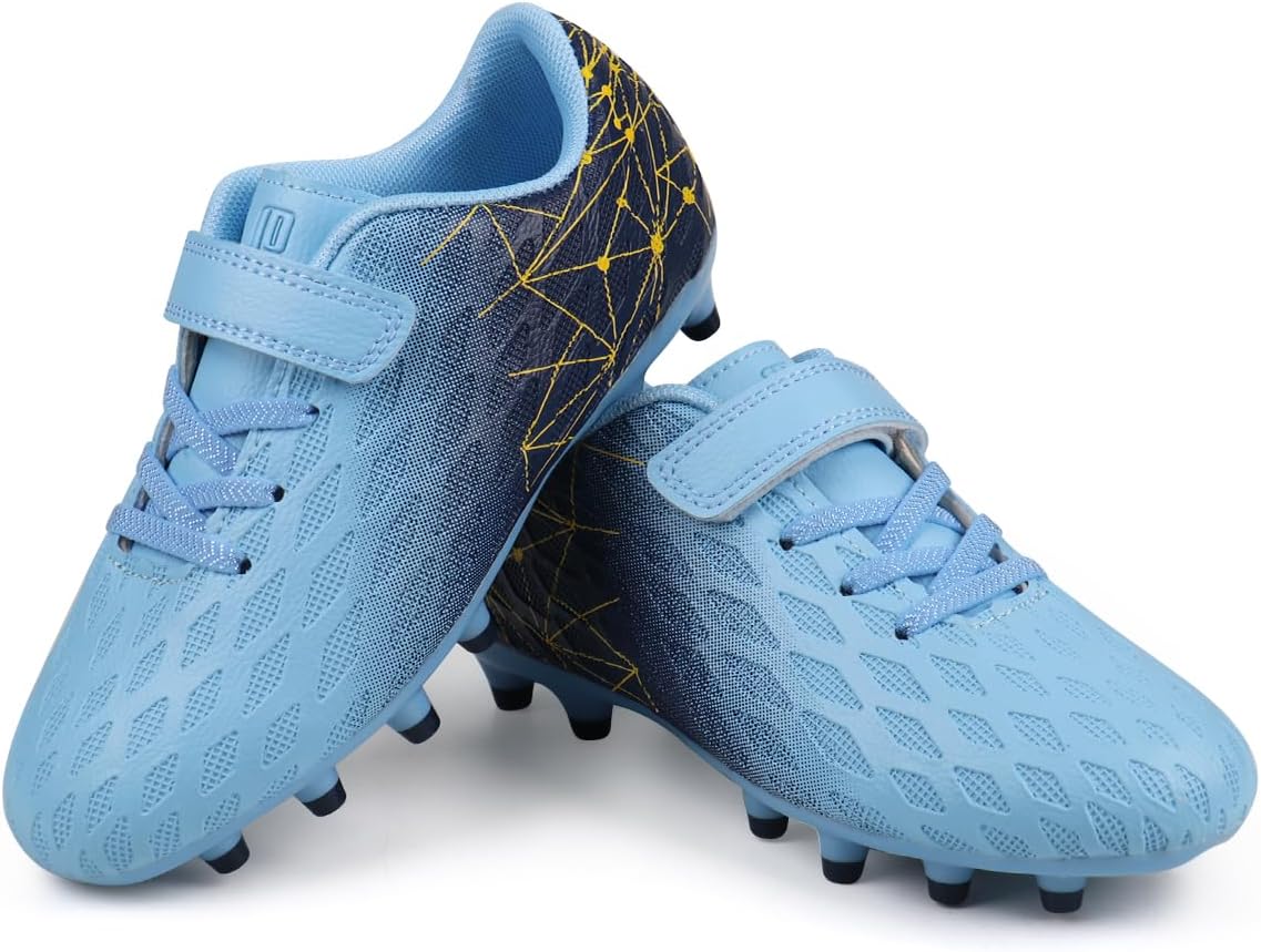 brooman Kids Firm Ground Soccer Cleats Boys Girls Athletic Outdoor Football Shoes