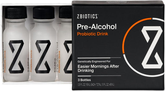 ZBiotics — Feel Better After Drinking, Wake Up Refreshed, Science-Backed, Patented Probiotic for Easier Mornings, Travel-Friendly, 3-Pack of 0.5 Fl Oz Bottles