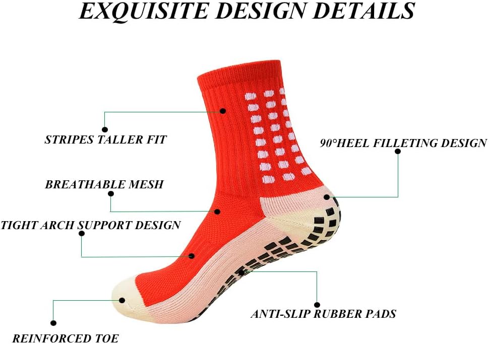 Men's Soccer Non Skid Ball Socks Anti Slip Grip Non Slip Socks, Shin Guard Sleeves, With Or Without Guard Straps for Football