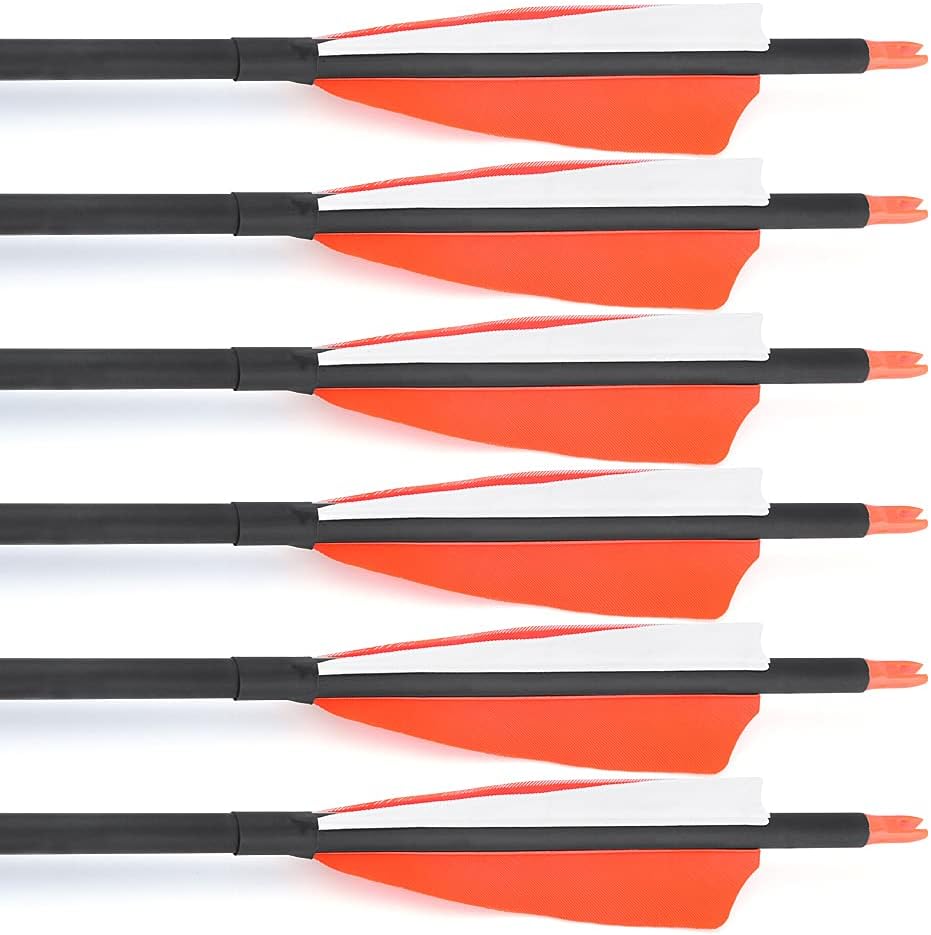 ZSHJGJR 30 Inch Archery Carbon Arrows Hunting Arrows with 4” Turkey Feather Target Practice Arrows Spine 500 for Compound & Recurve &Traditional Bow 6/12pcs