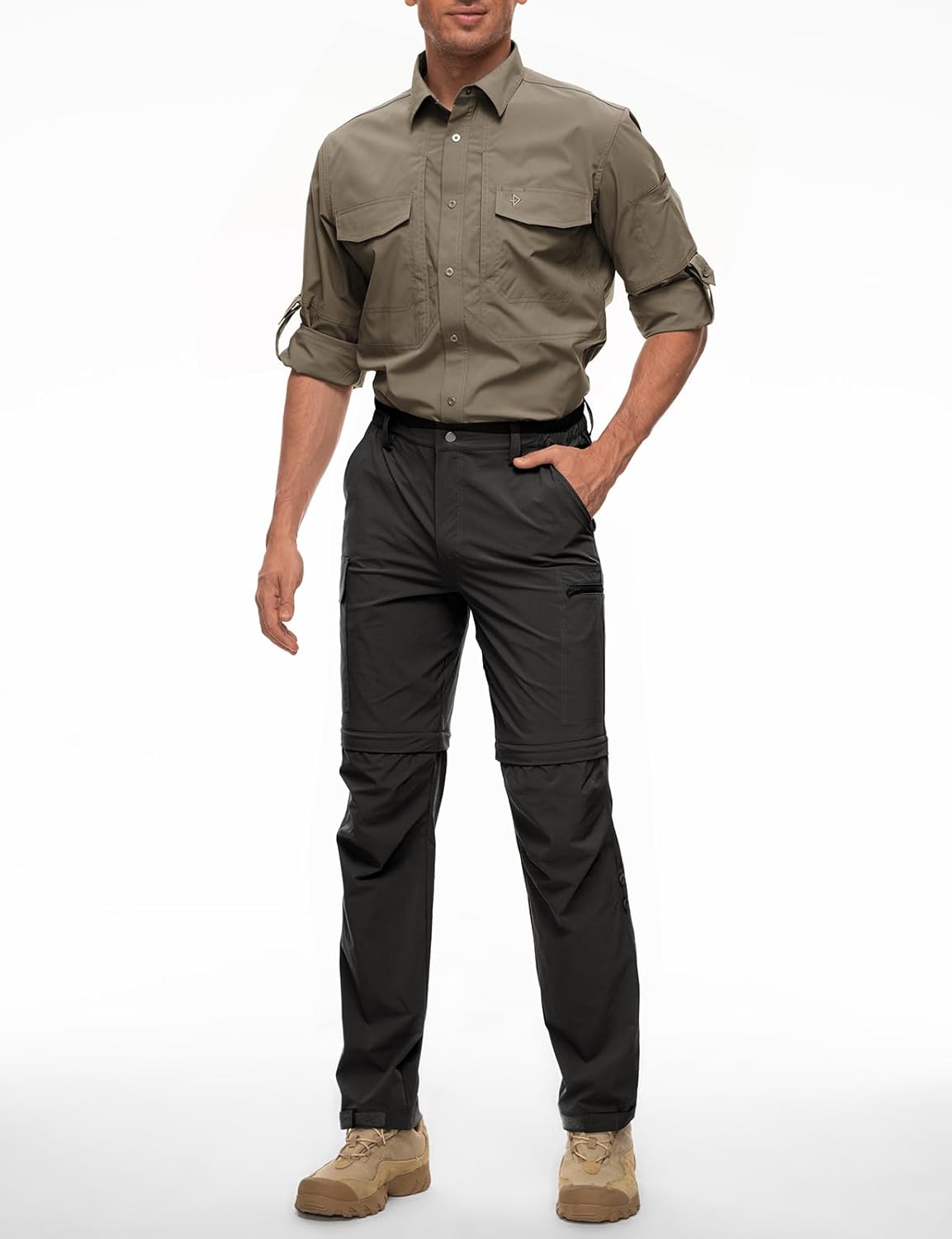 Wespornow Men's-Convertible-Hiking-Pants Quick Dry Lightweight Zip Off Breathable Cargo Pants for Outdoor, Fishing, Safari