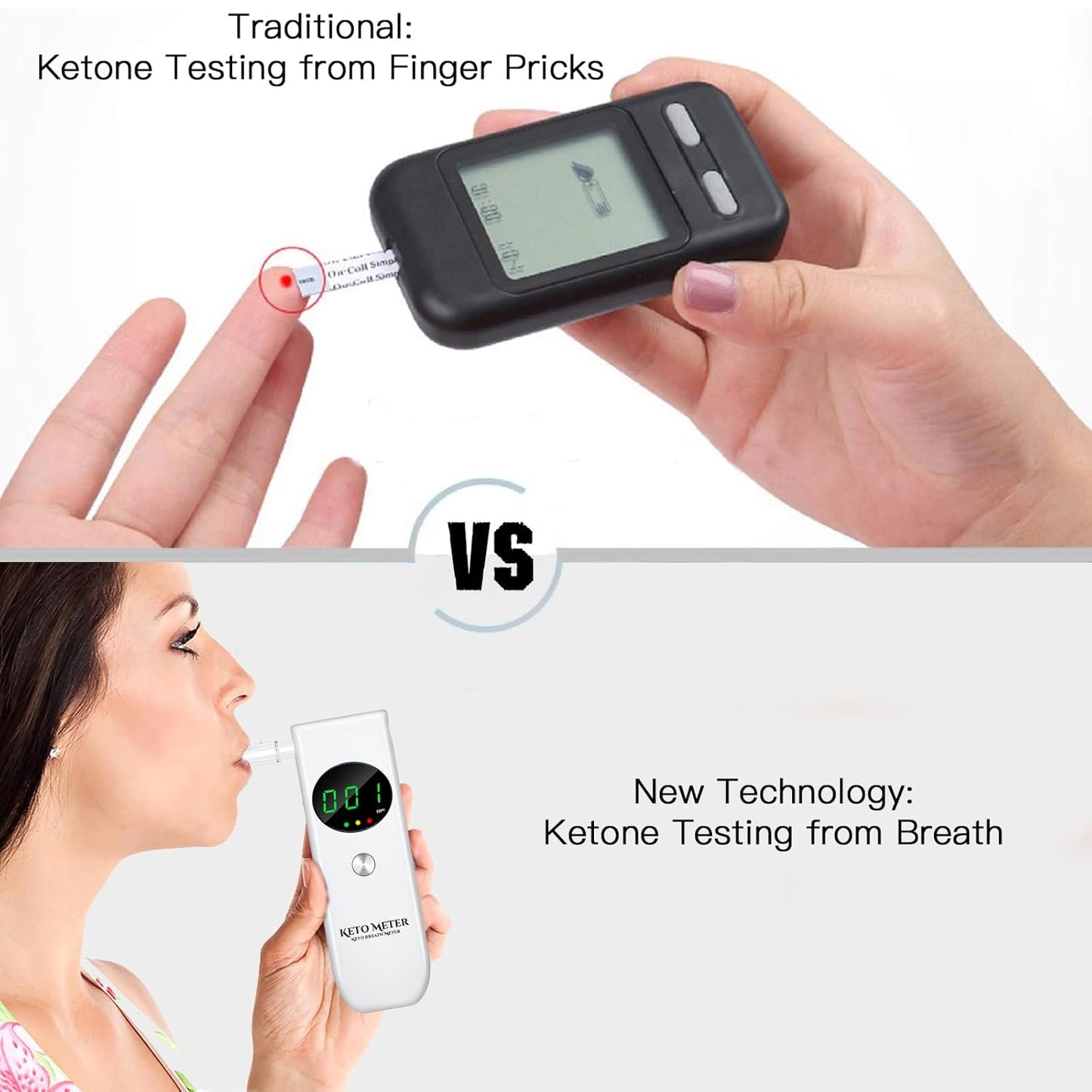 Professional Breath Monitoring Ketosis Meter Portable Breath Ketosis Breath Analyzer Meter for Ketosis Testing - High Precision Ketone Breath Tester with 10 Mouthpieces for Testing Ketosis