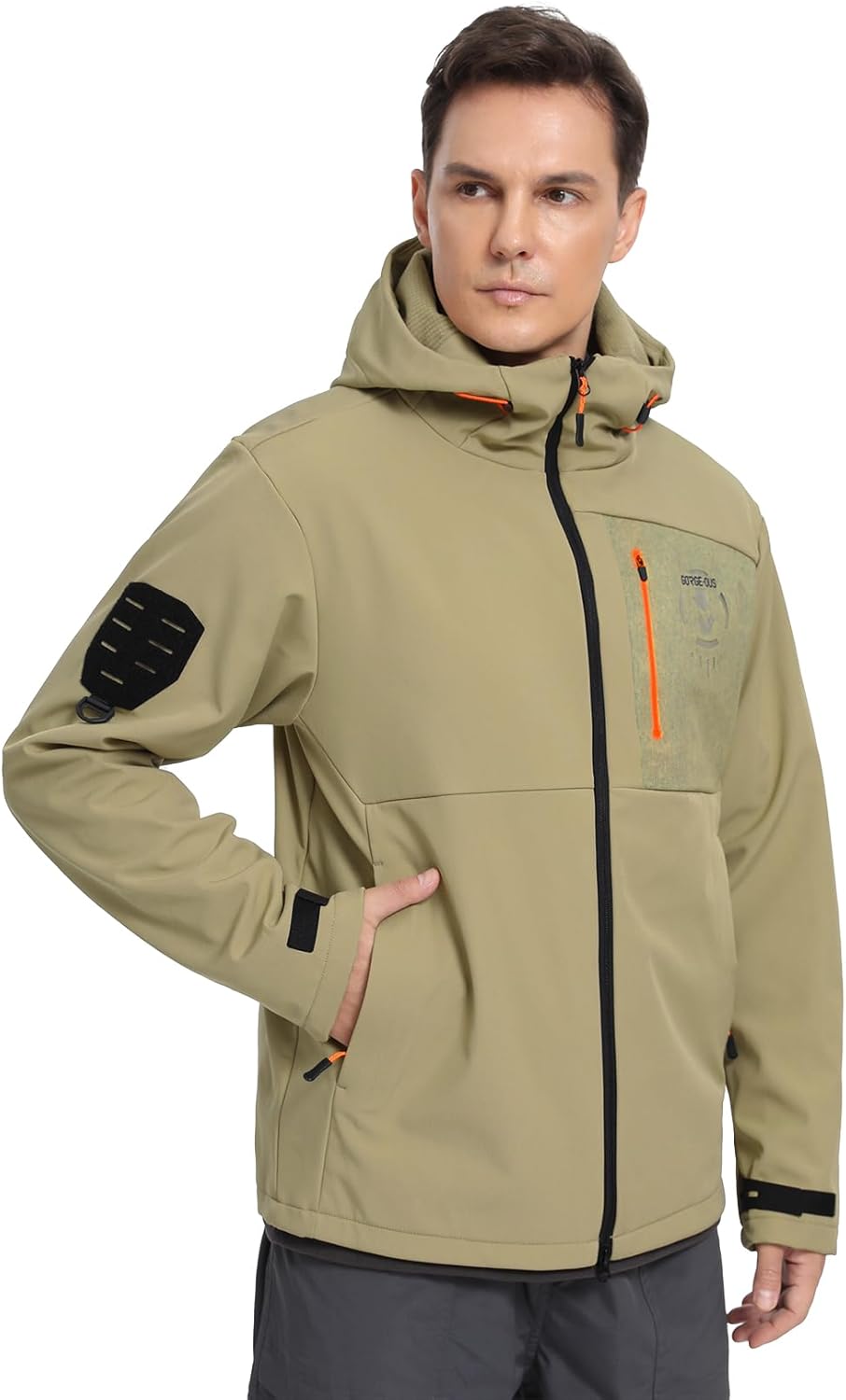 GEMYSE Men's Lightweight Rain Jacket Waterproof Raincoat Hooded Softshell Windbreaker for Outdoor Hiking Travel