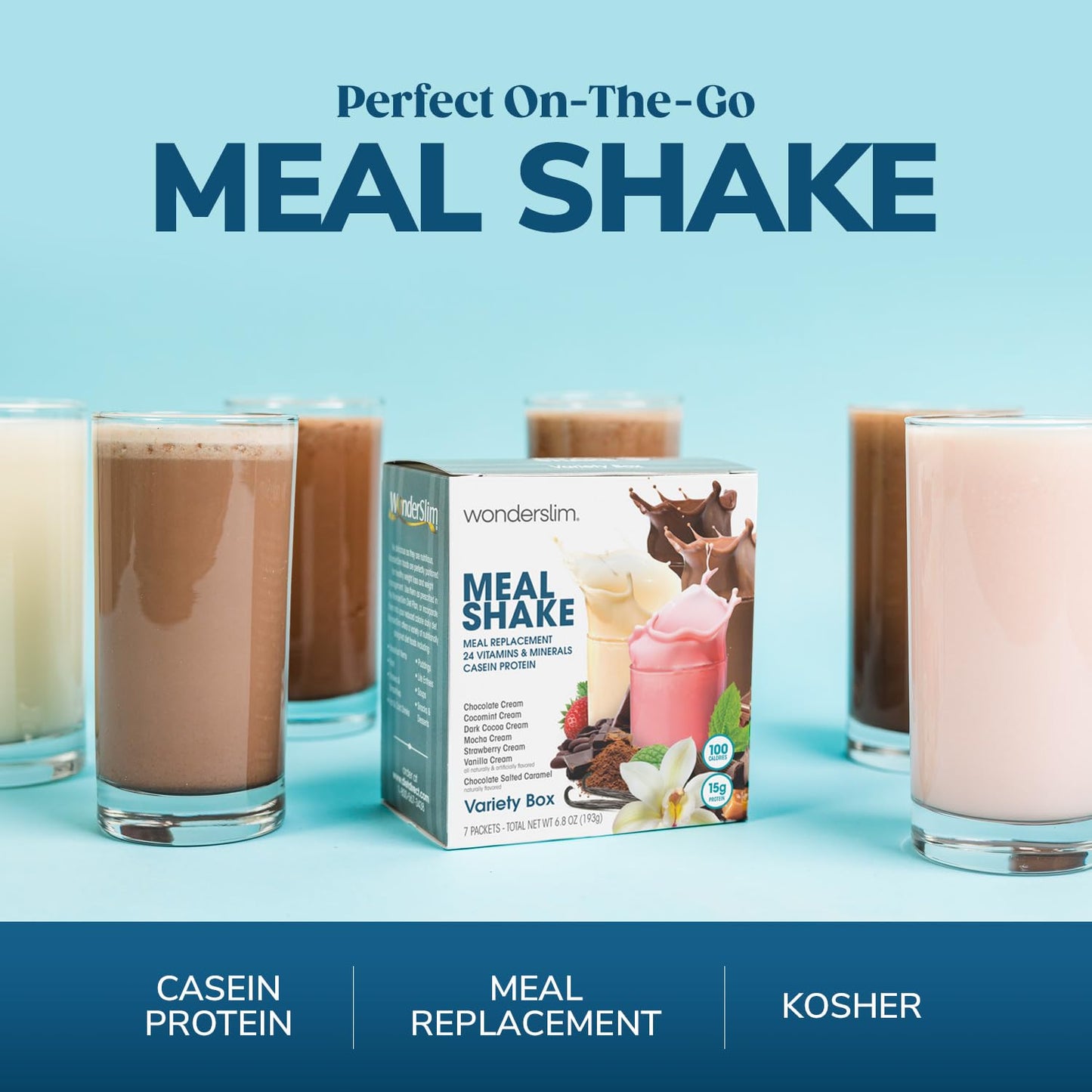 WonderSlim Meal Replacement Shake, Mocha Cream, 15g Protein, 24 Vitamins & Minerals, Gluten Free (7ct)