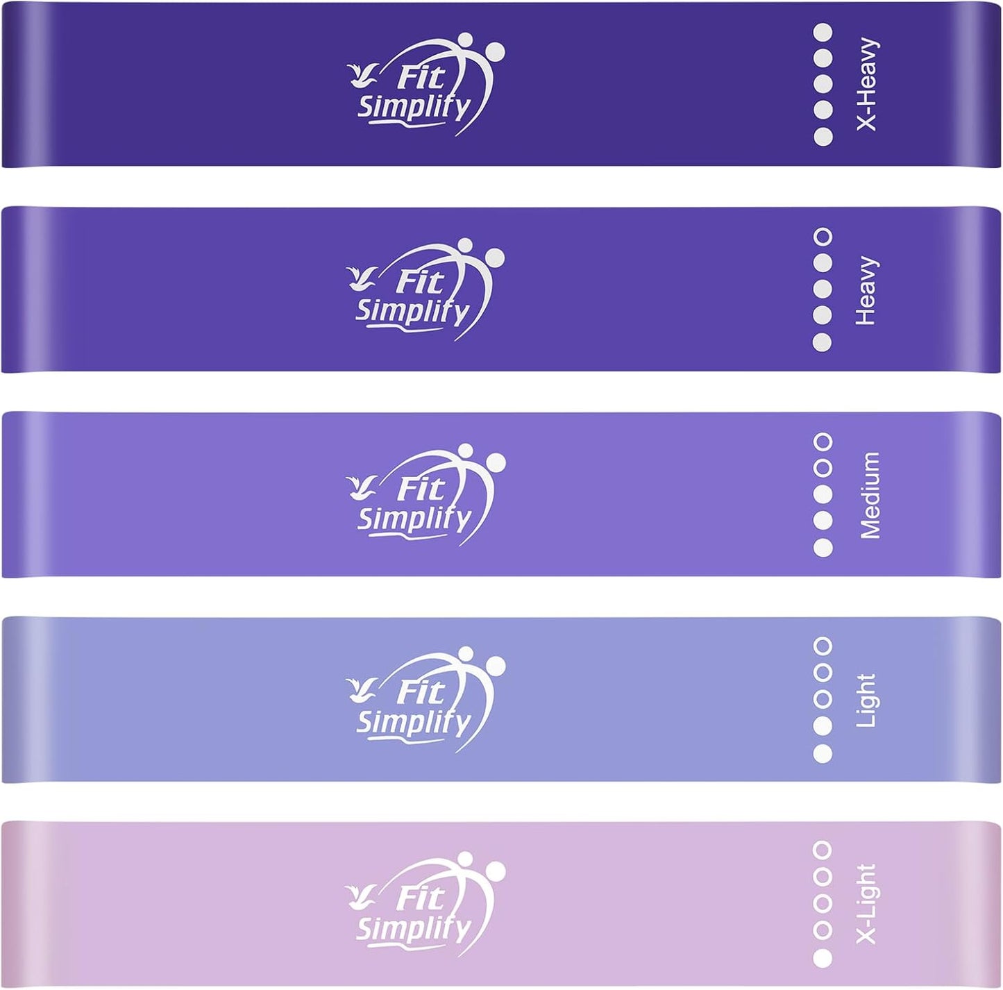 Fit Simplify Resistance Loop Exercise Bands with Instruction Guide and Carry Bag, Set of 5