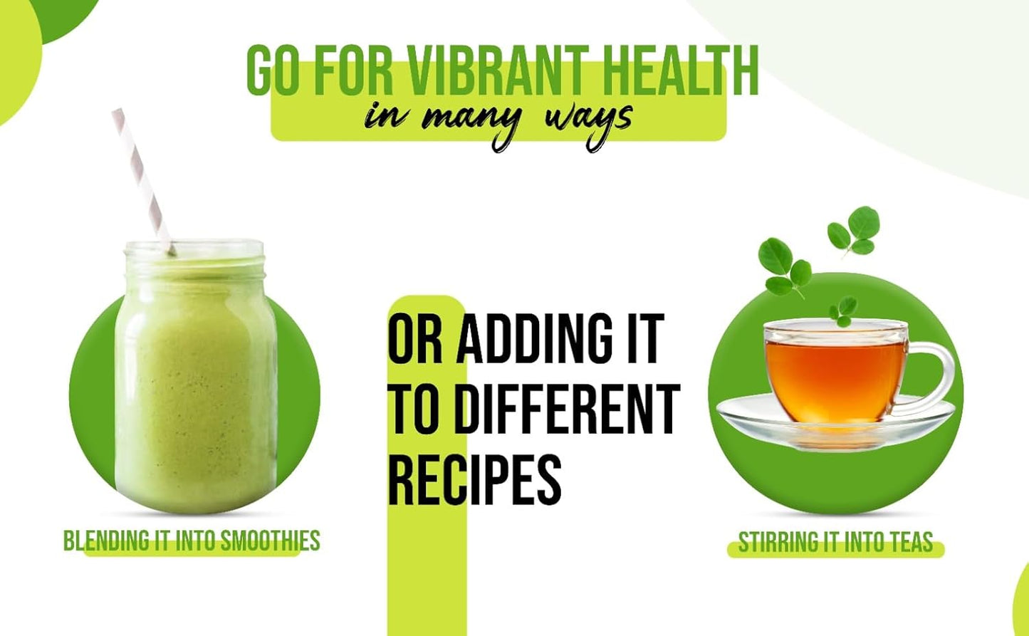 Organic Moringa Leaf Powder | Fresh-Dried Superfood From Indonesia | USDA Certified Organic | Ideal For Blending Into Smoothies, Teas, or Juice - 170g Bulk Pouch (42 Servings)