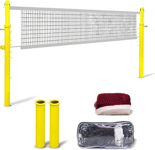 Volleyball Net Outdoor - Portable Badminton & Volleyball Post, Adjustable Heights Volleyball Poles Net Set for Backyard, Beach