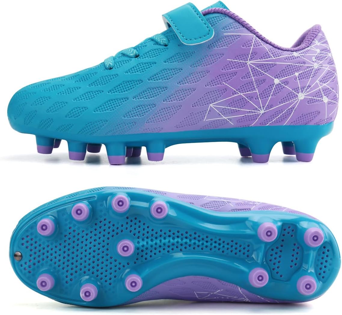 brooman Kids Firm Ground Soccer Cleats Boys Girls Athletic Outdoor Football Shoes