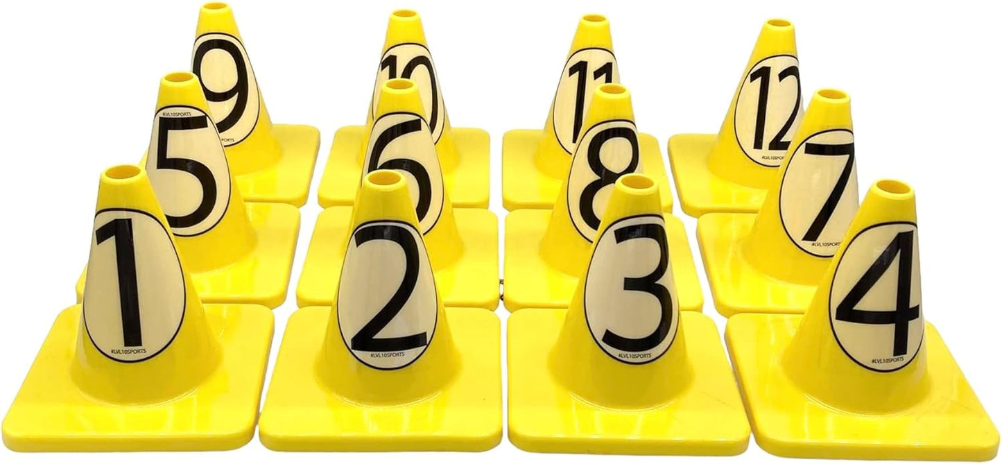 LVL10 Pro Training Cones - 6" Soccer Training Cones for Sports - for Basketball, Football, Basketball and Agility Drills - Soccer Field Markers That Won't Crack, Slide or Fly
