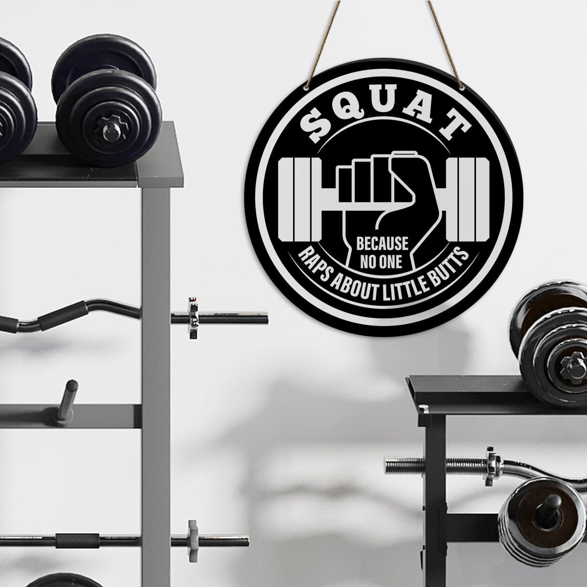 Gym Sign Decor, Home Gym Sign, Funny Gym Decorations, Workout Room Fitness Room Decor Gym Sign Decoration, Gym Bodybuilding Gift for Trainer Exercise Lover Men, Because No One