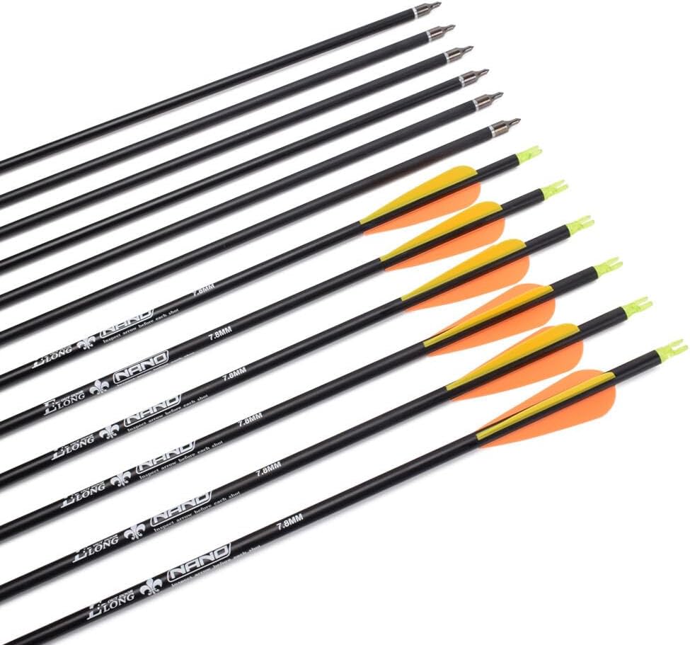 Carbon Arrow Hunting Arrows with 100 Grain Removable Tips for Archery Compound & Recurve & Traditional Bow Practice Shooting (Pack of 12)
